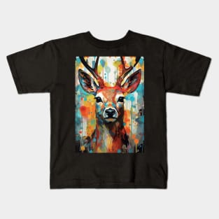 Deer Watercolor Painting Abstract Art Kids T-Shirt